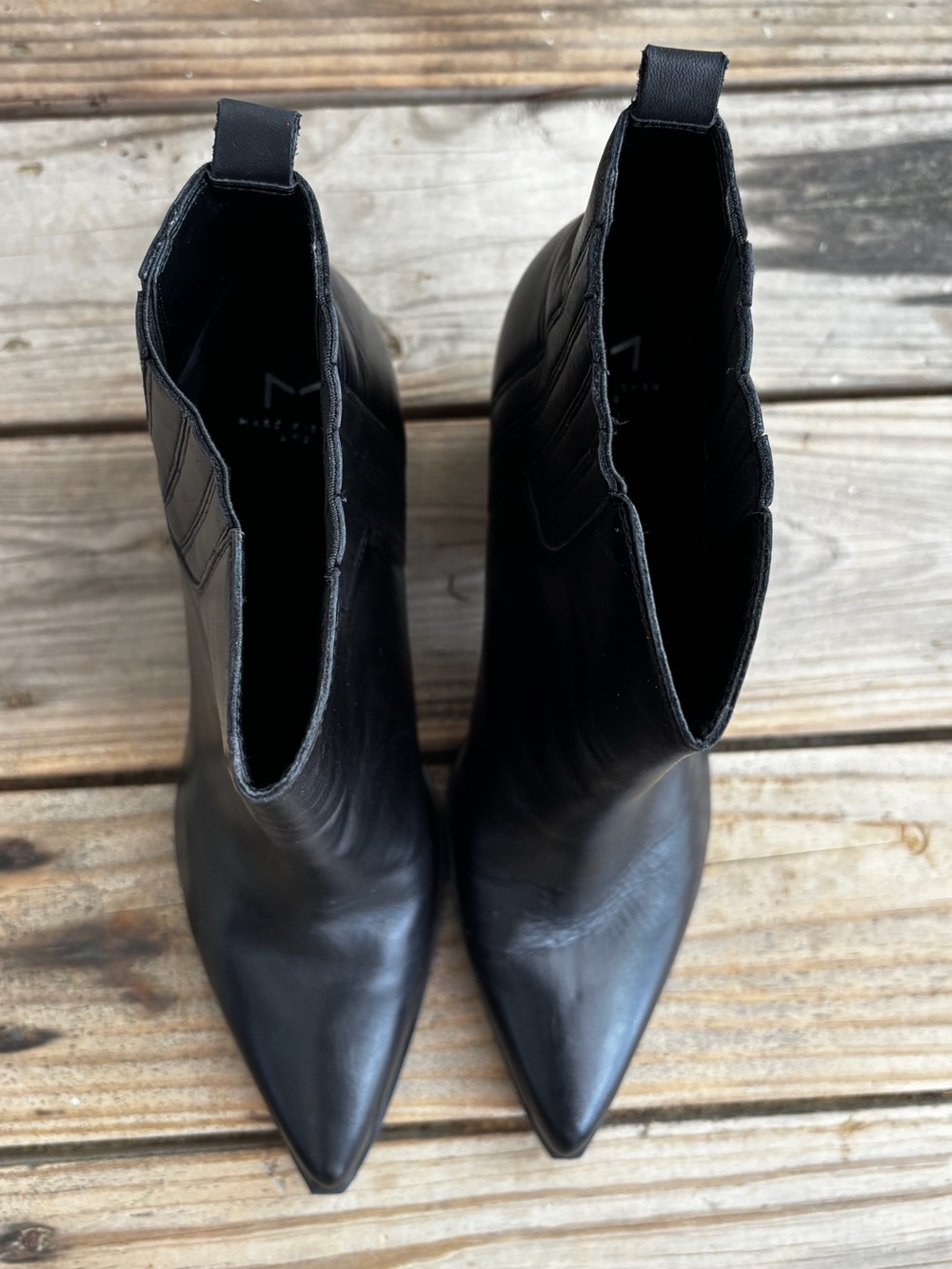 Black Leather Chelsea Ankle Boots Marc Fisher MLoshay Pointed Toe Women’s 12 - Picture 3 of 6